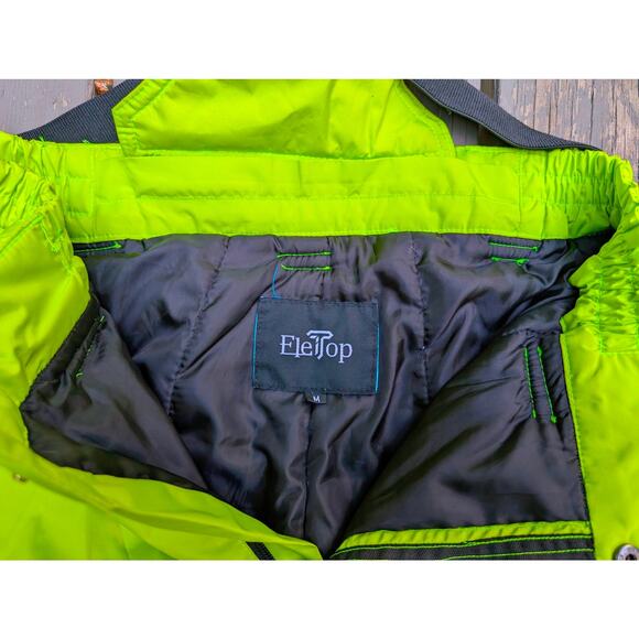 EleTop Insulated Bib Snow Pants | High-Vis Neon Green | Size Medium - Picture 2 of 6